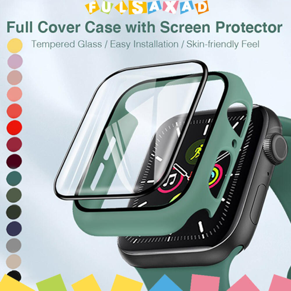 2 ใน 1 แก้วนิรภัย PC กรณีนาฬิกา for IWatch Apple Watch Ultra/SE 3 2 Series 11 10 9 8 7 6 5 49 46 45 44 42 41 40 38มม