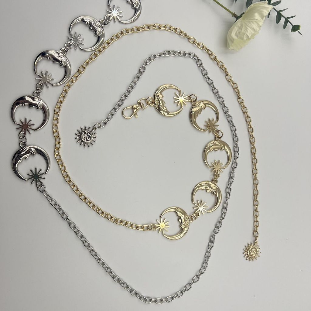 Hot Sale#[4471Positive Review]Jewelry waist chain, moon-shaped single-layer accessory, metal chain, 
