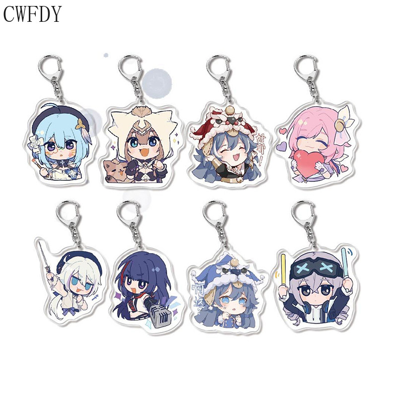 7/8/9pcs/Set Game Honkai: Star Rail Acrylic Keychain Cosplay Figures Double-Sided Q Version Pendant 