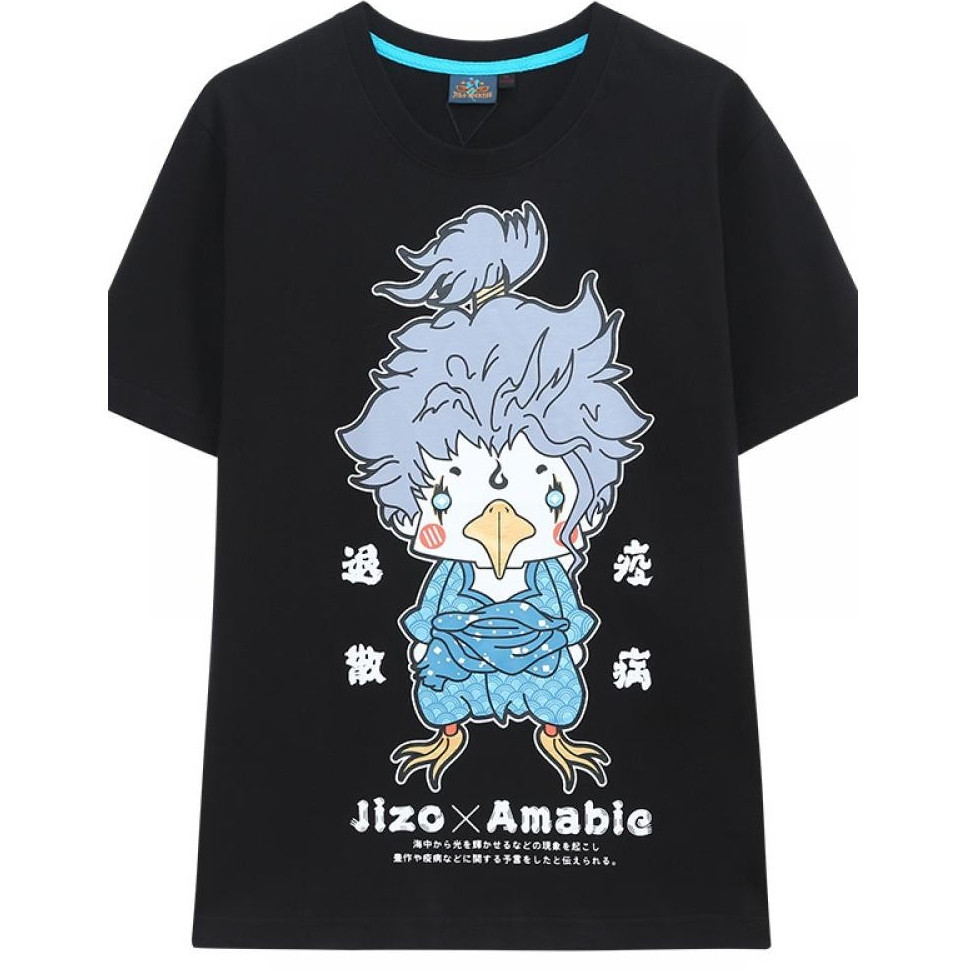 2026100% ผ้าฝ้ายแท้พิมพ์ฤดูร้อน Jizo ตุ๊กตาผู้ชายผู้หญิงสไตล์เดียวกันรอบคอ All-Match เสื้อยืดแขนสั้น