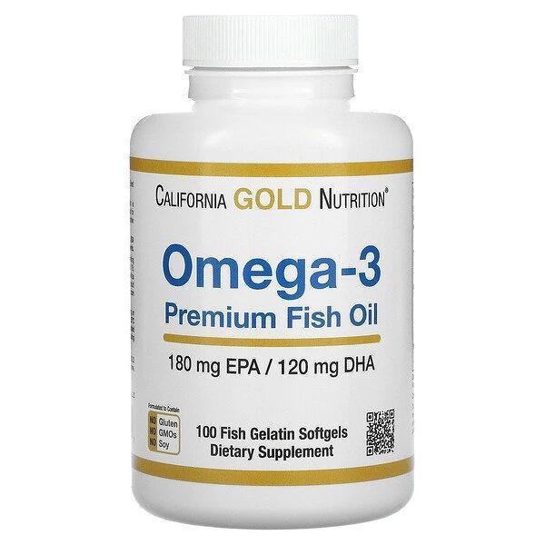 【นำเข้า】Omega3 พร้อมส่ง California Gold Nutrition, Omega-3 Premium Fish Oil, 100 Fish Gelatin Softge