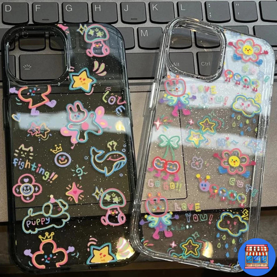 เคสสำหรับไอโฟน11 ส่งของเร็ว การ์ตูนภาพสดใส เคสมือถือใสนิ่มกลิตเตอร์วาว For IPhone16 15 14 11 12 13ProMax 6/7/8Plus XR XS