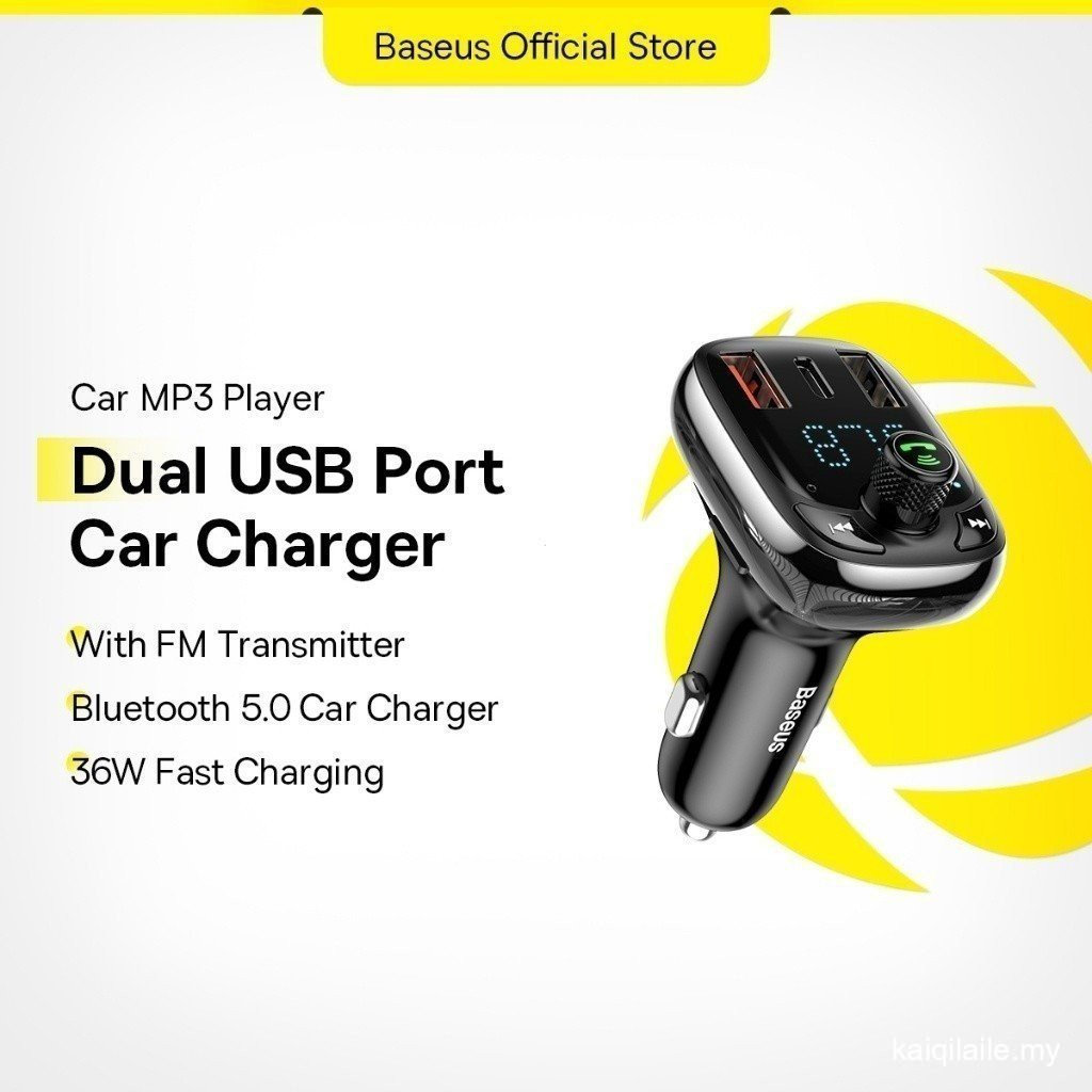 Baseus Quick Charge 3.0 Car Charger พร้อมเครื่องส่งสัญญาณ FM Bluetooth 5.0 แฮนด์ฟรี FM Modulator KSS