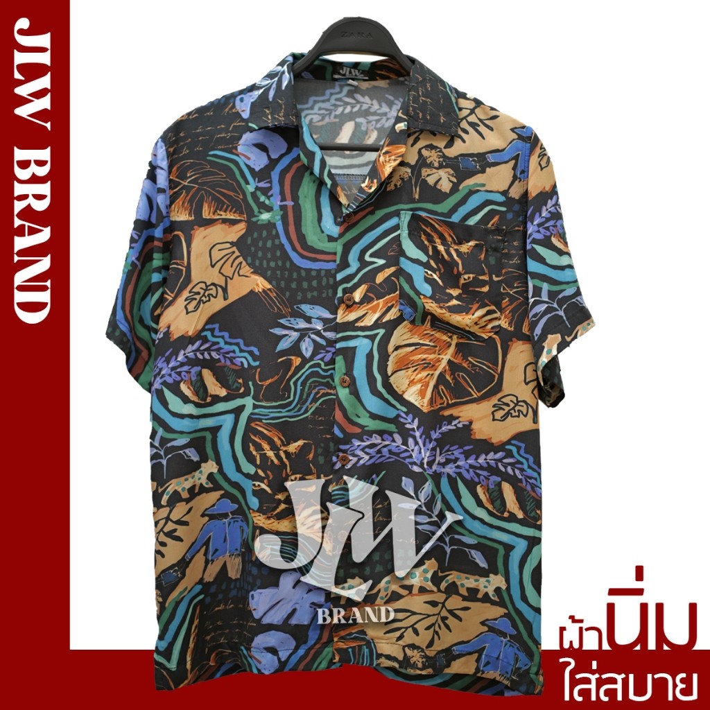 เสื้อยูกาต้าฮาวาย paradise beach shirt ผ้านุ่ม ไซส์พิเศษ JLW BRAND