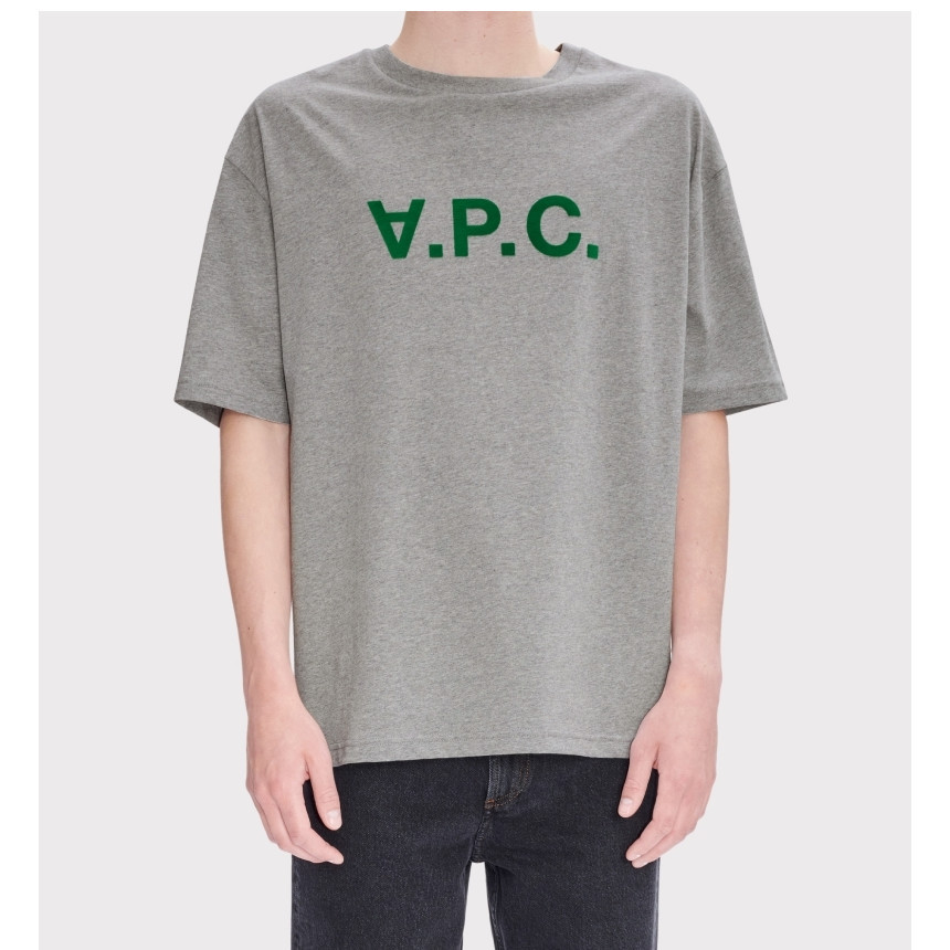 เสื้อยืดผู้ชาย APC สไตล์เรียบหรู จากผ้าฝ้ายธรรมชาติ 100%, พิมพ์ลายรอบคอ