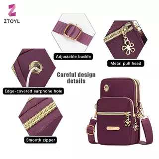 โทรศัพท์มือถือ Crossbody กระเป๋าสำหรับผู้หญิง แบบแฟชั่น ไหล่ 3 ชั้น พร้อมกระเป๋าสตางค์ และปลั๊กหูฟัง