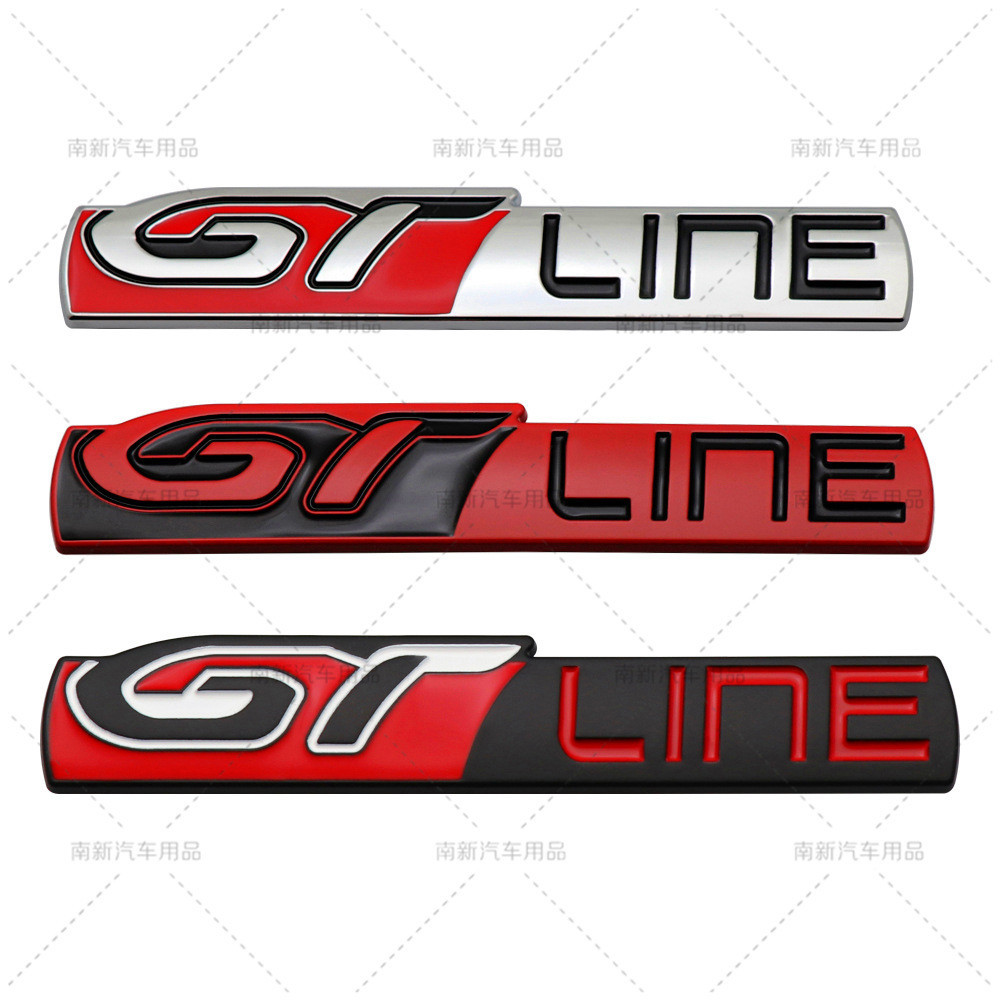 GT LINE รถสติกเกอร์โลโก้รถ GT LINE สติกเกอร์โลหะเหมาะสําหรับ Peugeot Renault Kia Body โลโก้ด้านข้างด