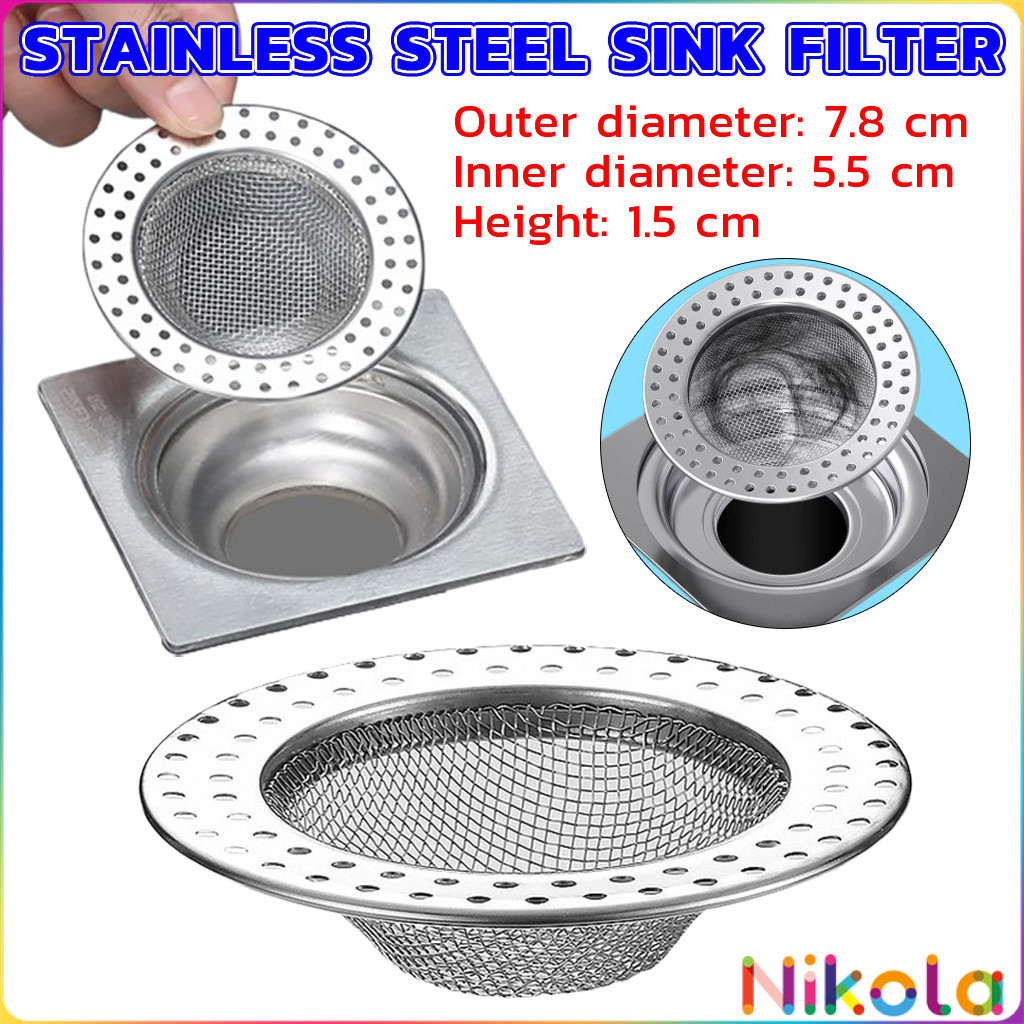 Nikola ที่กรองเศษอาหาร สะดืออ่าง ตะแกรงกรองเส้นผม วงกลม ตาข่ายกรองท่อระบายน้ำ  floor drain