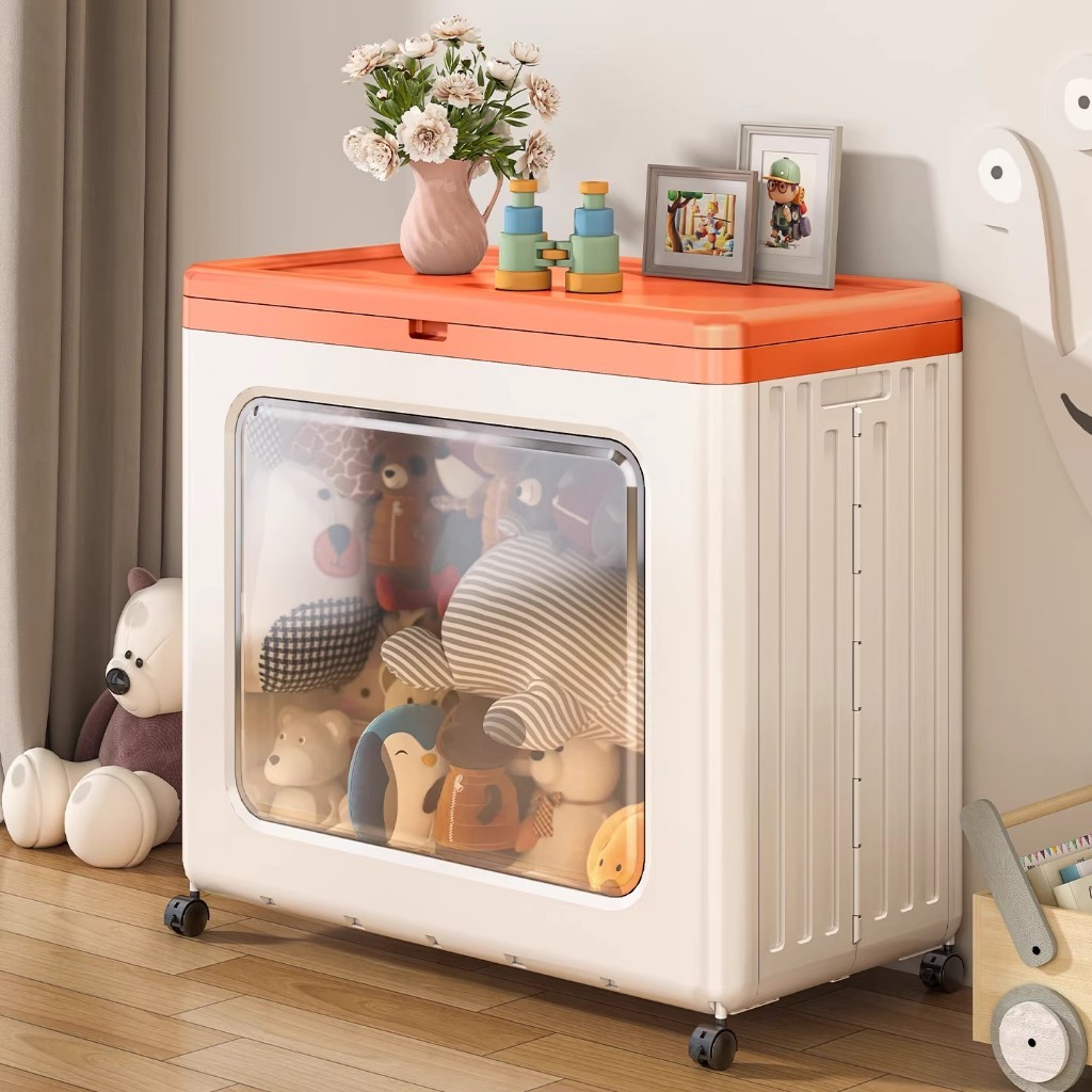 MINIHOMES 🧺 กล่องเก็บของพับได้ ฝาเปิดพร้อมหน้าต่าง ล้อ360° รับน้ำหนัก80KG เก็บเสื้อผ้า ของเล่น ของใช้ในบ้าน✨