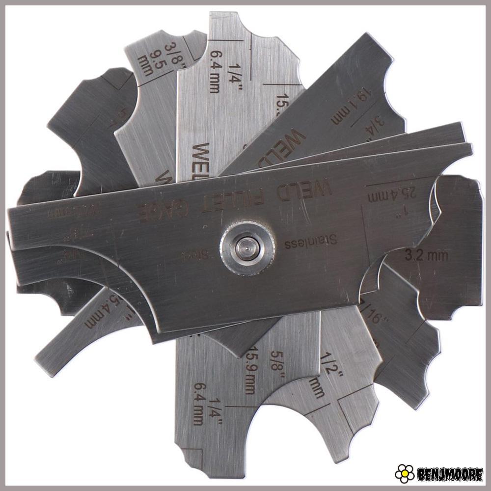 BENJMOORE 7PCS Weld Fillet Gages ชุด, โลหะ 1/8-1 เครื่องเชื่อม, เครื่องมือวัด MM & นิ้ว MG-11 เชื่อม