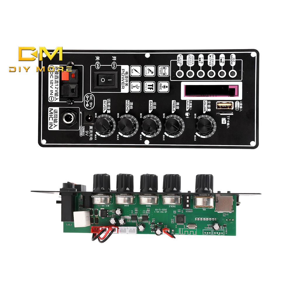 DIYMORE DC 7.4-12V T01 ลําโพงดึงและลําโพงแบบพกพา MP3 ถอดรหัส BT เครื่องขยายเสียง 2*25W 87.5–107.5 MH