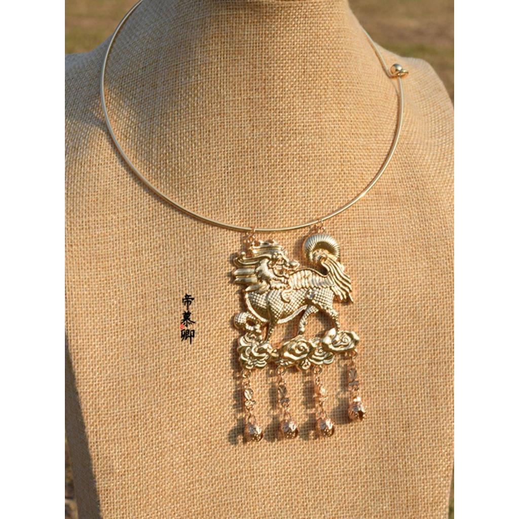 Di Muqing Retro Kirin Collar Antique All-Match Simple Ming Made Yingluo สร้อยคอสไตล์ชาติพันธุ์อุปกรณ