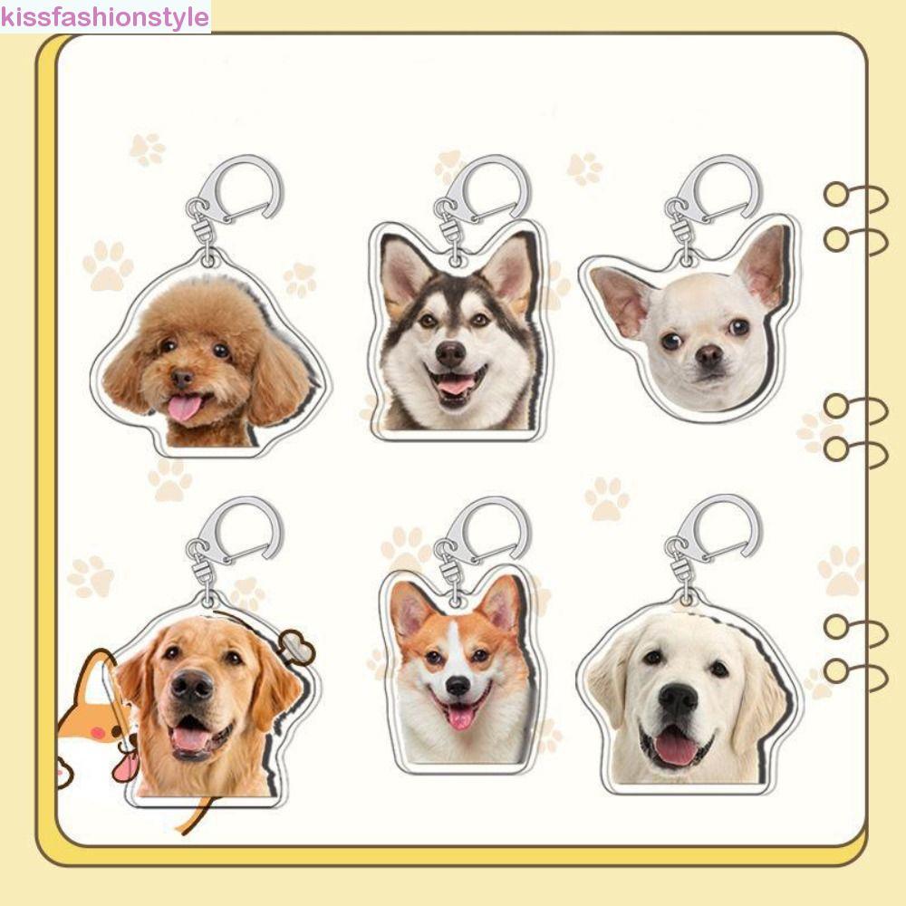 KISSFASHIONSTYLE Border Collie Dog Keychain, Samoyed Poodle Labrador Puppy Pendant, Bichon Frise Hus