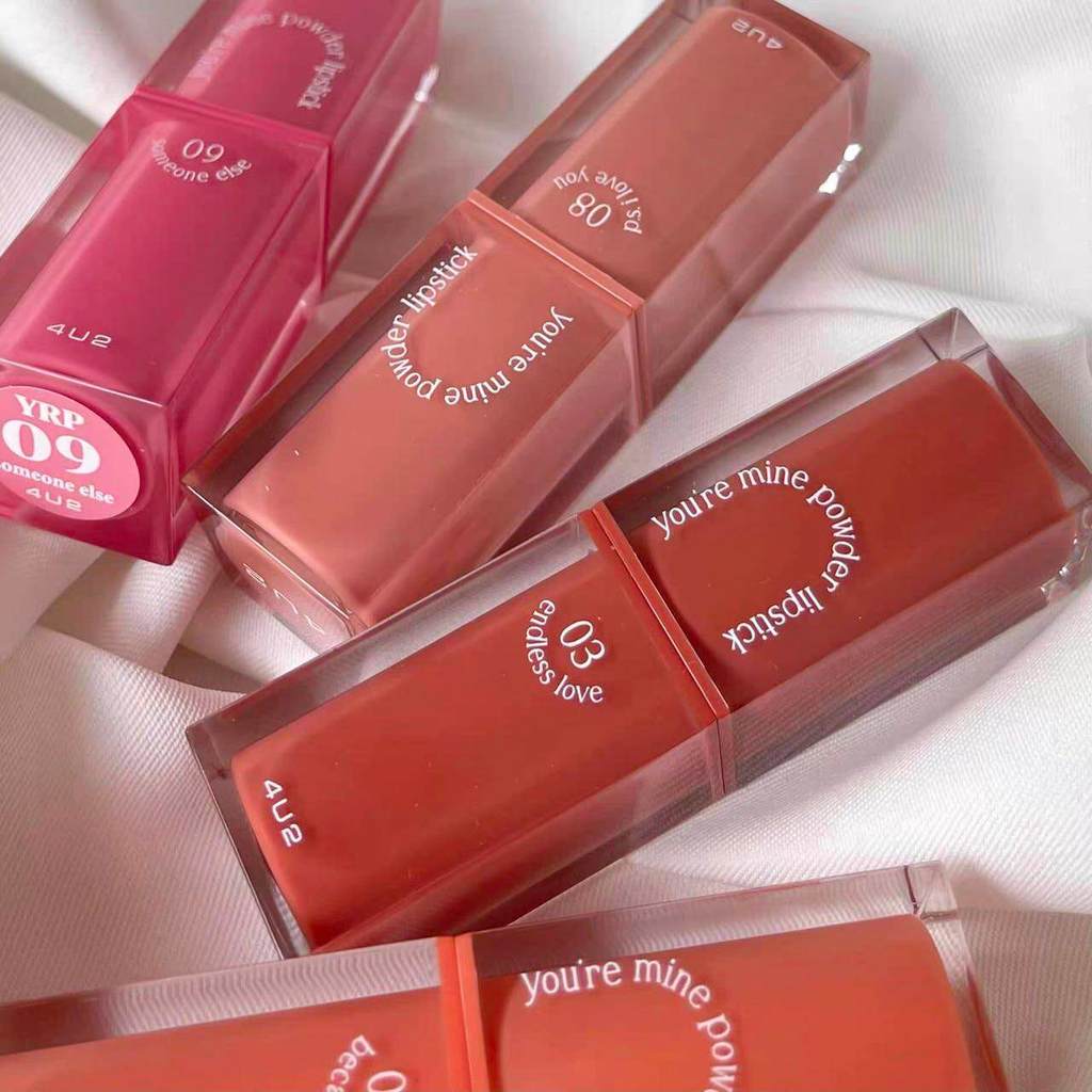 4U2 New Matte Lipstick You Are My Misty Lipstick Elegant Color Boosting Thai Origin Tube บรรจุข้อกํา