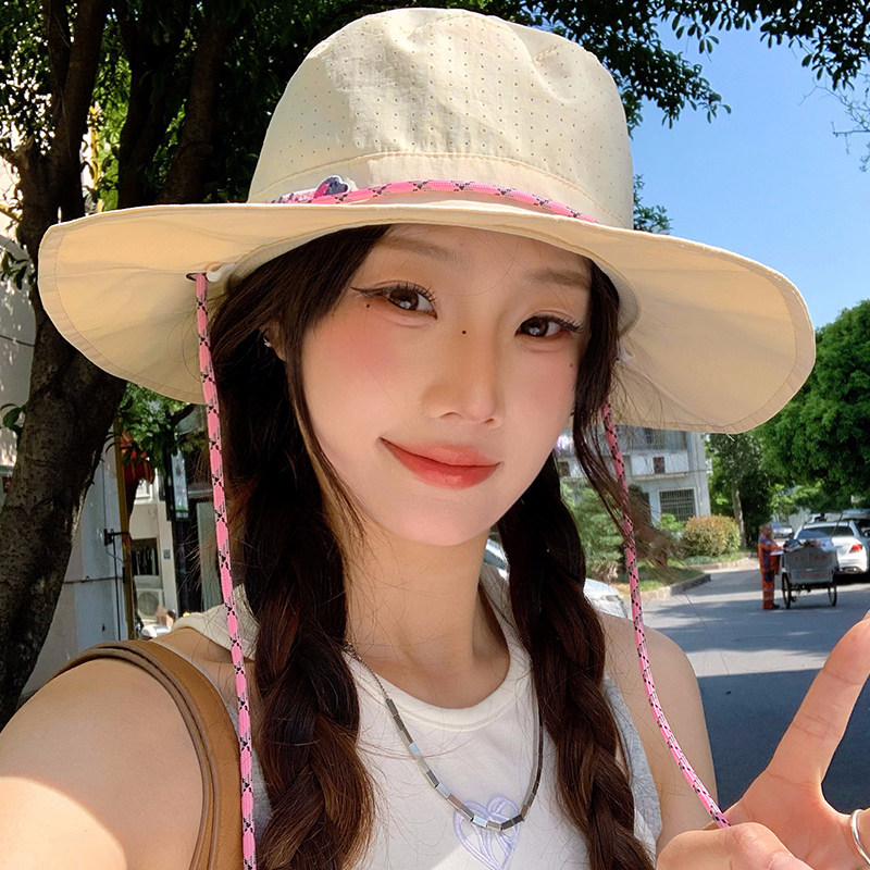ลูกสุนัขน่ารักแห้งเร็วถังหมวกผู้หญิงฤดูร้อนน้ําหนักเบาระบายอากาศหมวกชาวประมงกลางแจ้งป้องกันแสงแดดปีกกว้าง