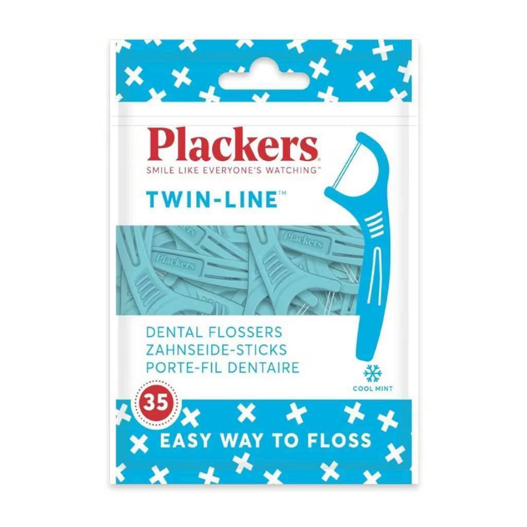 ไหมขัดฟันแบบมีด้ามจับ เส้นคู่ Plackers Flosser Twin Line 35 pcs