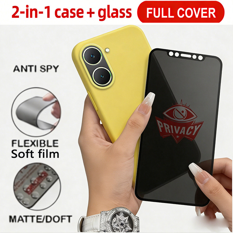 Jelly สี 2 in 1 เซรามิคความเป็นส่วนตัวกระจกนิรภัย + กรณีสําหรับ VIVO Y03 4g y02a y02t y02 Y28 4G Y18