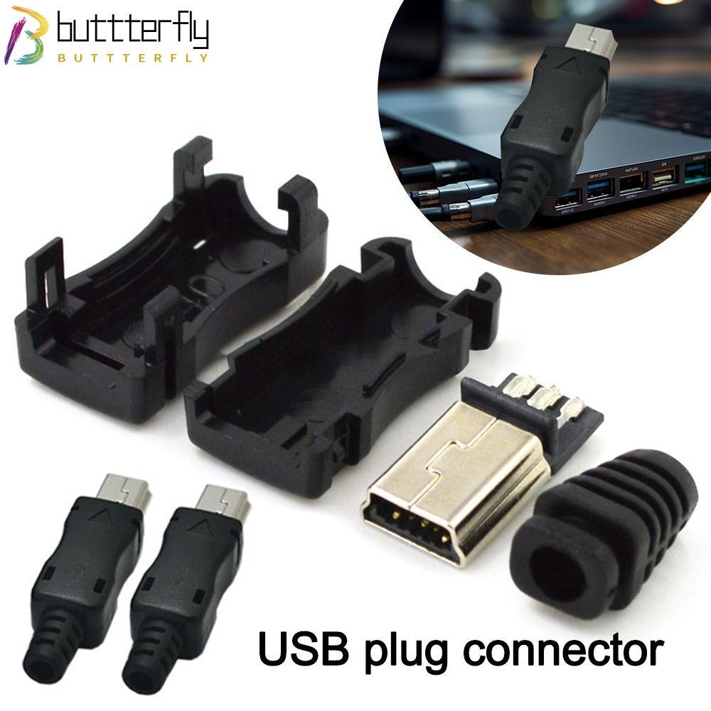 BUTTTERFLY Mini USB Male Connector, Mini USB Jack 5Pin USB 2.0 Jack, 5Pin Plug Socket DIY Male Plug 