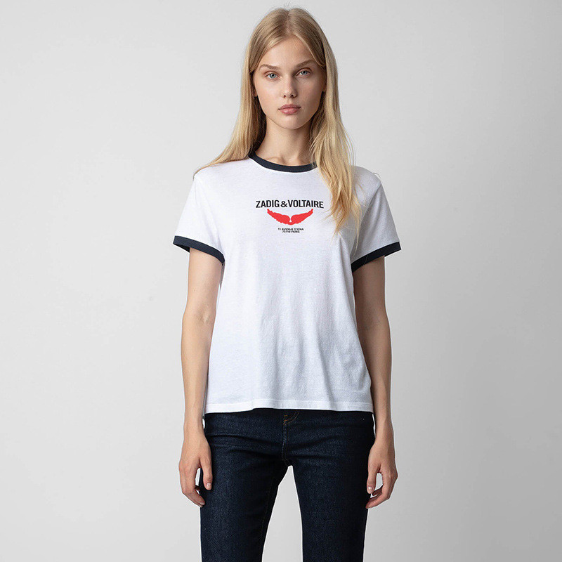 2BW4 ZADIG&VOLTAIRE 24Early spring new French niche women's short-sleeve top with red small wings an