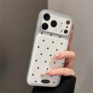 สําหรับ IPhone 17 16 15 14 Plus 13 12 11 Pro Max X XR XS Max Ins หนังน่ารัก Miffy กระต่ายสีขาวลายจุดทุกรอบกันกระแทกเคสโทรศัพท์ปกอ่อน