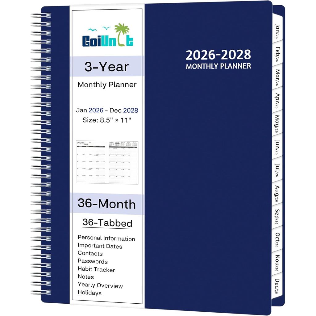 Planner รายเดือน 2026-2028, 36 เดือน Calendar Planner 2026-2028 จาก Jan 2026 – ธ.ค 2028, 8.5'' x 11'