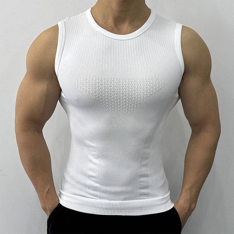 【Ready Stock】 Seamless Tight Sleeveless Men's Stretch Large Sports Vest Running Workout Training Wai