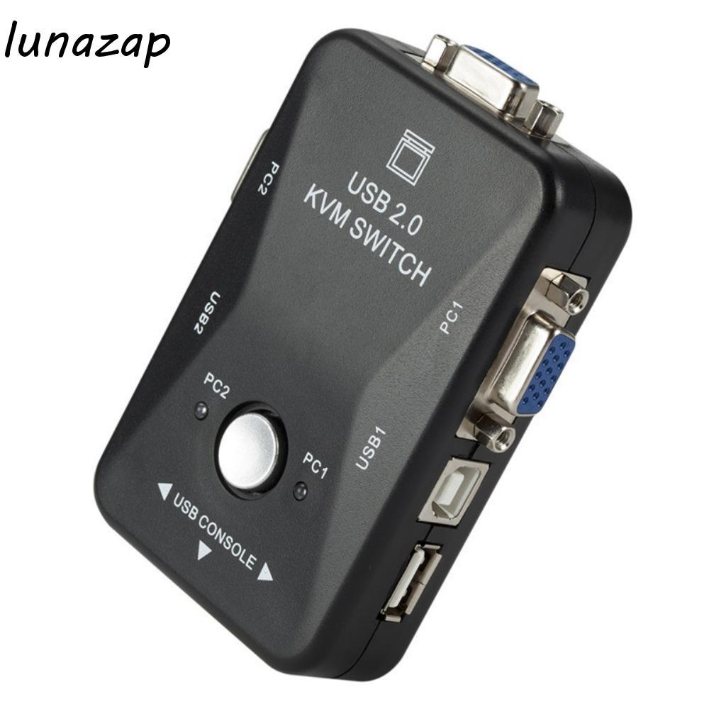 LUNAZAP 2 Port VGA KVM Switch, 2 in 1 Out Switcher USB 2.0 KVM Switch Splitter, KVM สะดวก USB 2.0 KV