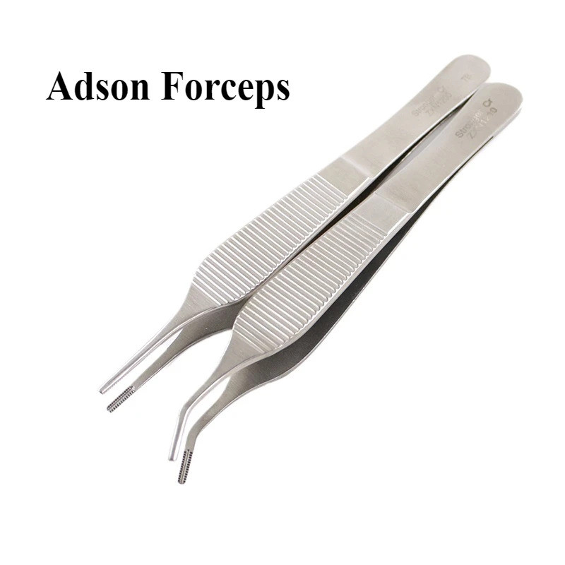 Adson สีน้ําตาลเนื้อเยื่อ Thumb Forceps สแตนเลส Adson Forceps Basis คุณภาพเครื่องมือผ่าตัดเนื้อเยื่อ