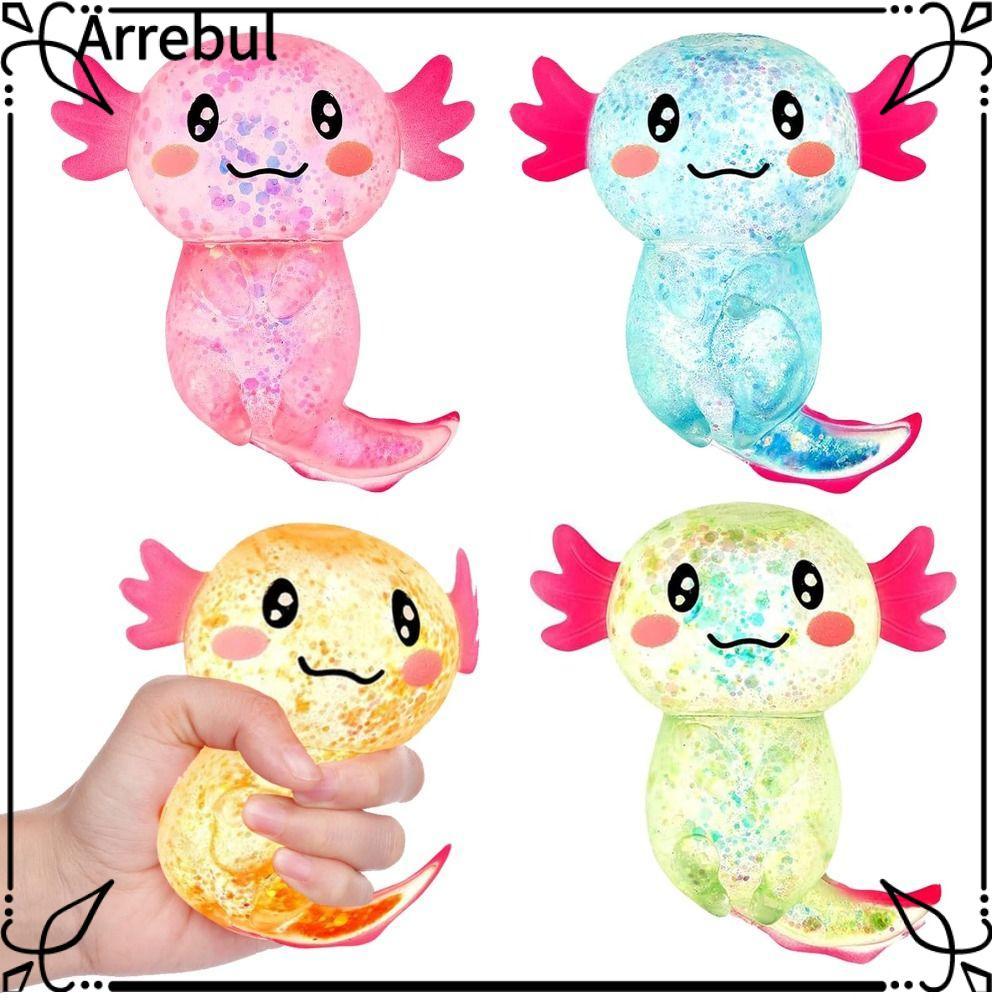 ARREBUL Squishy Stress Glitter, Glitter Sugar Filled Axolotl Squishy ของเล่น, น่ารักเนื้อผ่อนคลายรูป