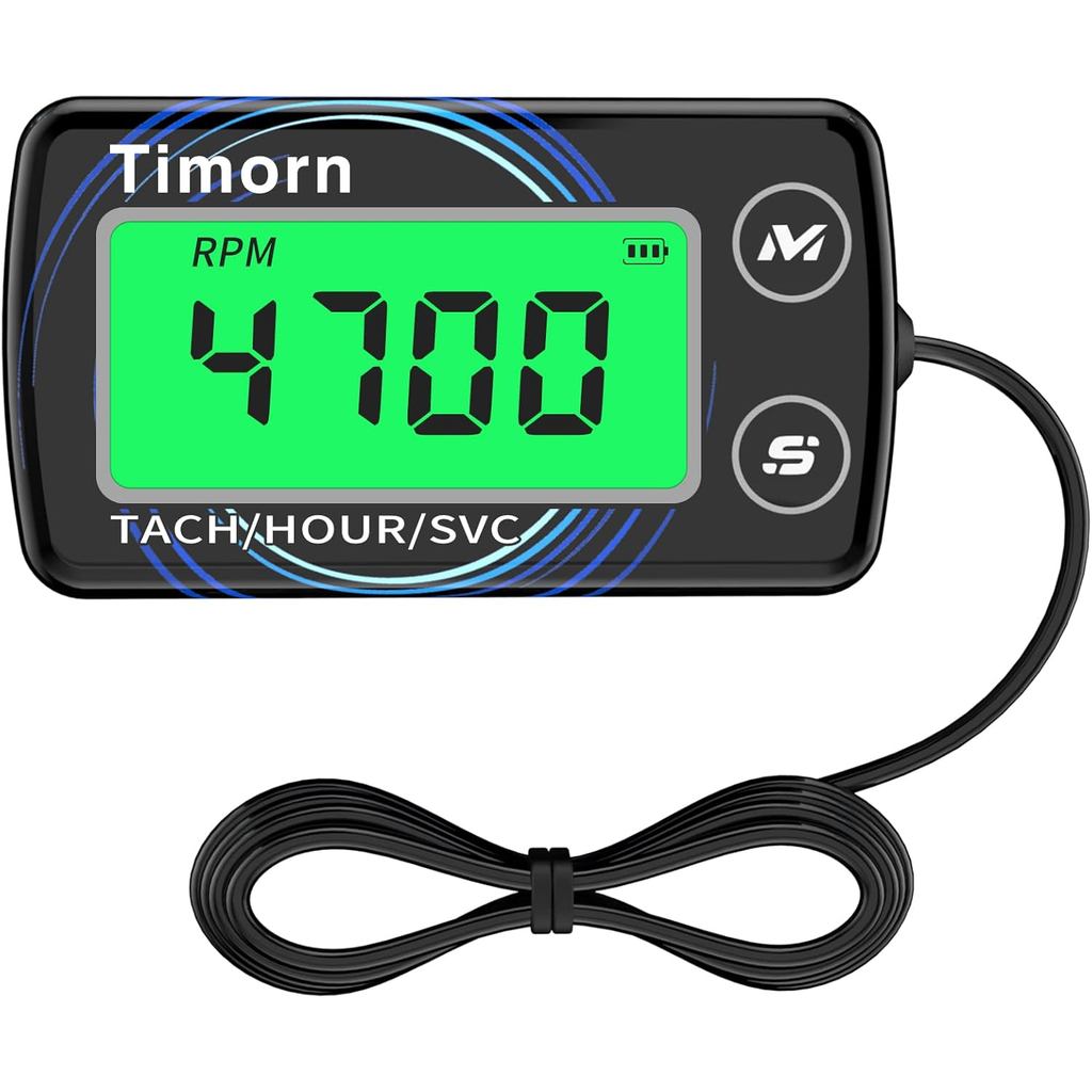 เครื่องวัดความเร็วชั่วโมงเครื่องยนต์ขนาดเล็ก: Timorn Digital Intective Waterproof Tiny Tach Meter & 