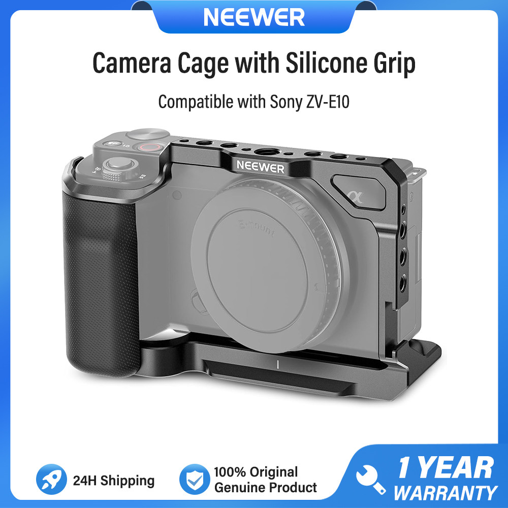 NEEWER กรงกล้องซิลิโคนสําหรับ Sony ZV-E10, พร้อมเกลียว 1/4", 3/8" ARRI Locating Holes, ฐาน QR ประเภท