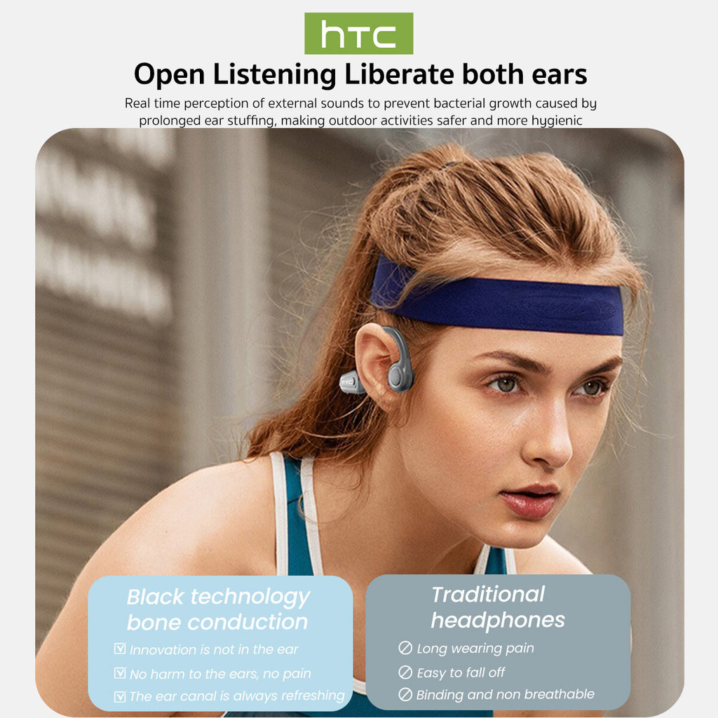 HTC NE66 เอียร์บัดไร้สาย 5.4 หูฟังบลูทูธ IPX7 กันน้ํา 10 ชั่วโมงฟังพร้อมไมโครโฟนหูฟังแบบคล้องคอหูฟัง