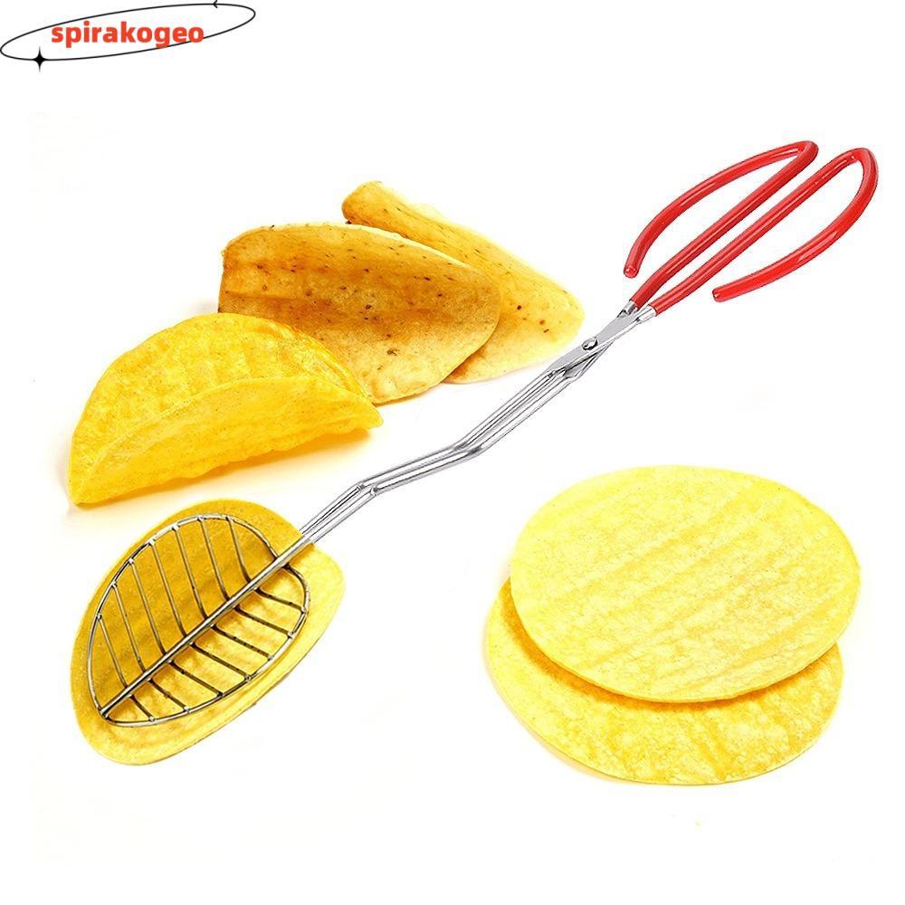 SPIRAKOGEO ที่วางตอร์ติญ่า,สแตนเลสอเนกประสงค์Taco Shell Tong,แบบพกพาU-ShapedกดShell Makerแหนบสําหรับ