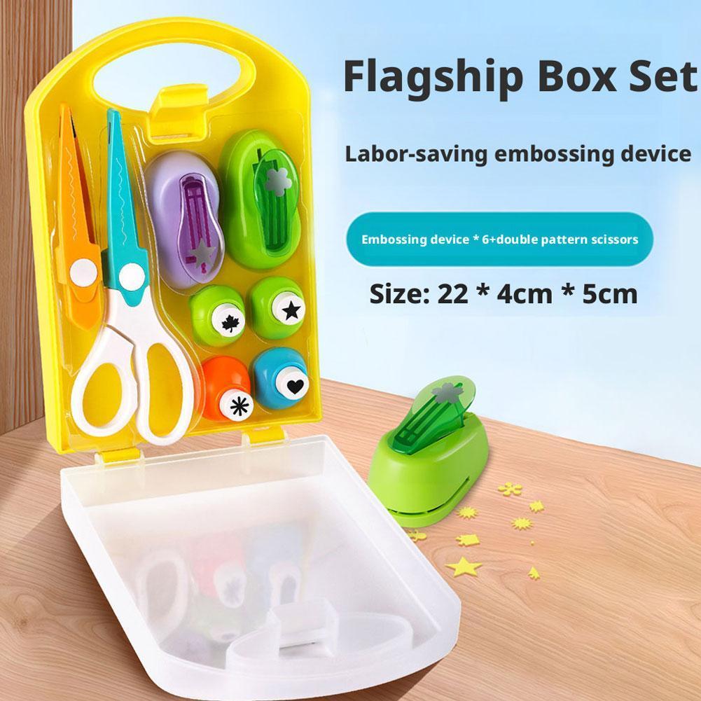 Kids Craft Hole Punch Set กระดาษแบบแมนนวล 6 ชิ้น Embosser พร้อมรูปทรง Star & Flower & Lace B3v3