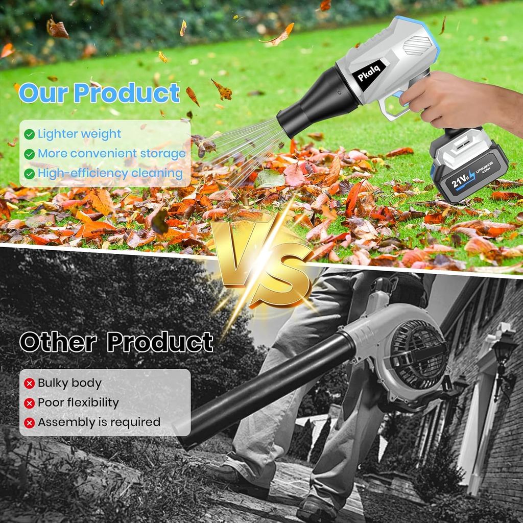 2025 อัพเกรด Leaf Blower ไร้สาย - 800,000 RPM พร้อมแบตเตอรี่ 2 x 4.0Ah และ Charger เครื่องเป่าลมไฟฟ้