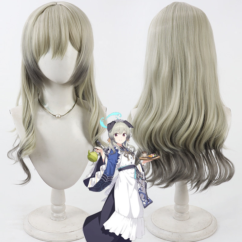 Blue Archive Satohama Kyouka Cosplay Wig Realistic Scalp Two-Tone Gradient Slightly Curly Hair