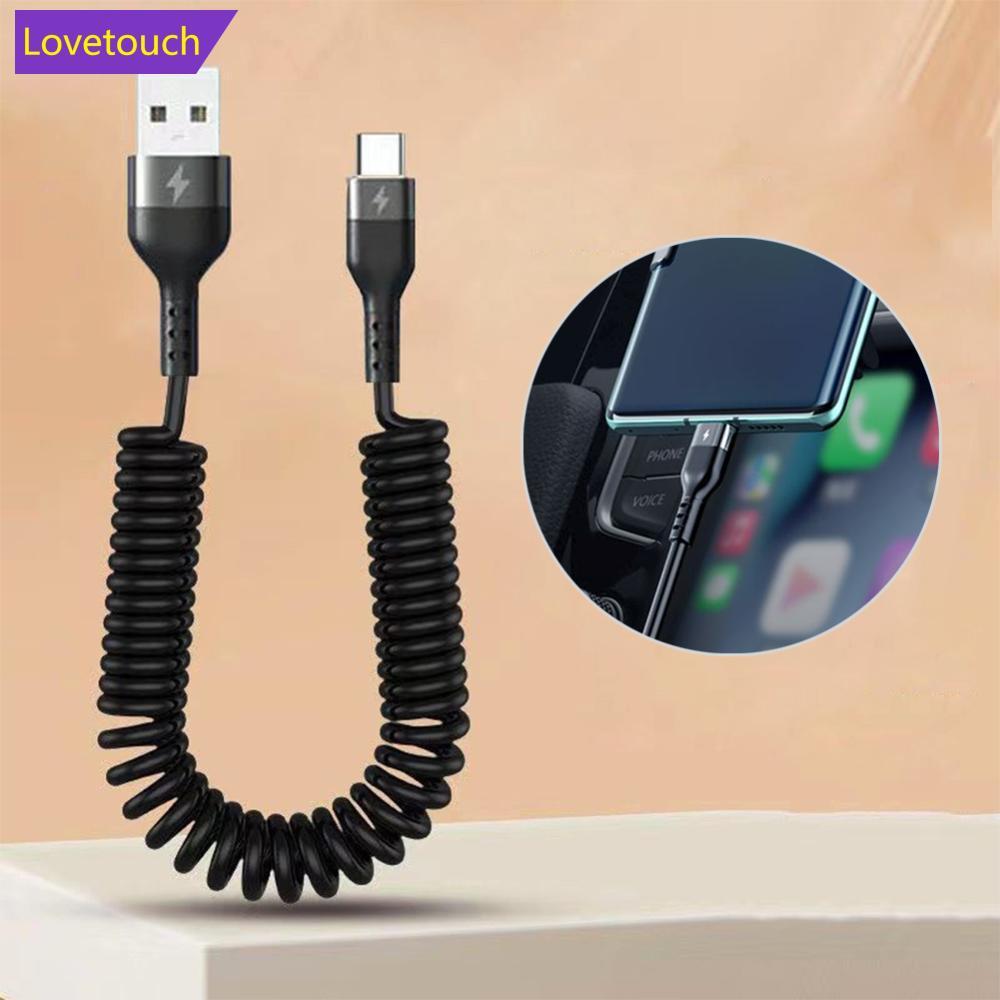 LOVETOUCH ฤดูใบไม้ผลิ Telescopic 100W 5A Fast Charging Type C สายเคเบิลข้อมูล USB Micro รถชาร์จโทรศั