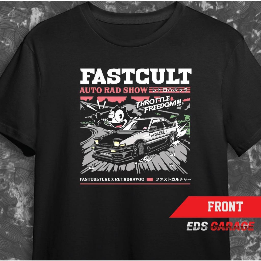 แฟชั่น Toyota Ae86 Drift initial d redsuns เสื้อยืด S-5XL ผ้าฝ้ายลูกเรือคอ