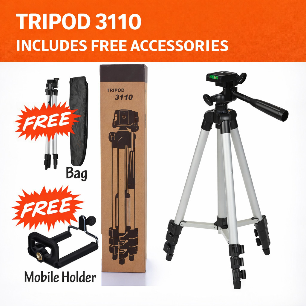 เสนอ [กระเป๋าฟรี] Black Edition Portable Tripod 3110 / 3120 Multilevel Aluminium Alloy Video Cam Sma