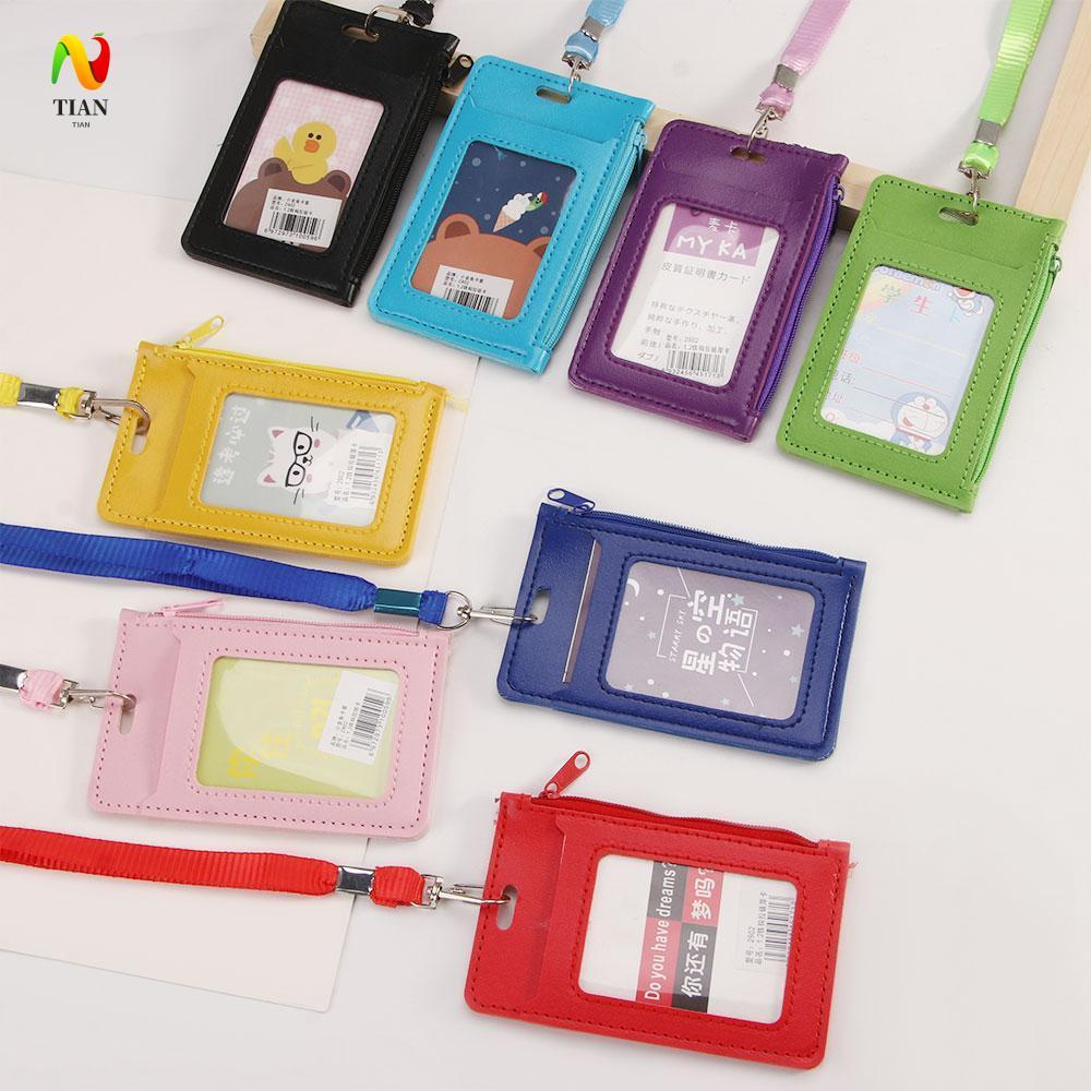 INQUIRY IMPACT ID ผู้ถือสายคล้องคอ PU หนัง Unisex โรงเรียนธุรกิจสํานักงานอุปกรณ์ป้ายกระเป๋าสตางค์เงิ