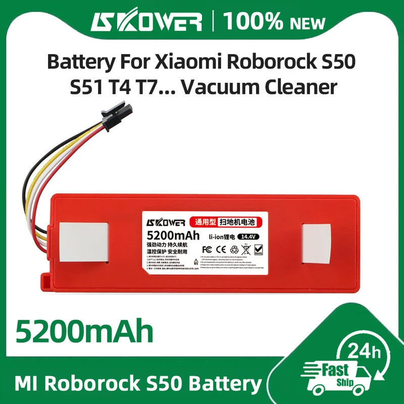 แบตเตอรี่หุ่นยนต์ SKOWER สำหรับ Xiaomi 1S Roborock S5 S6 S7 Max S50 S51 S52 S60 S65 S70 S75 T4 T6 T7