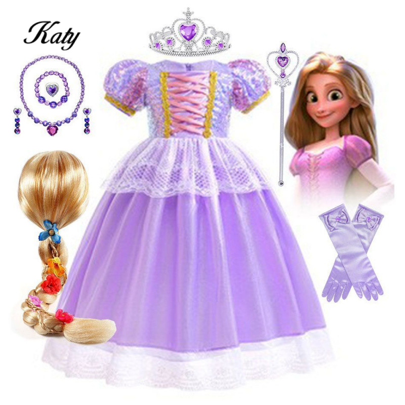 ชุดคอสเพลย์ Tangled Princess Le Pei Performance Dress สไตล์เกาหลี ผมยาว