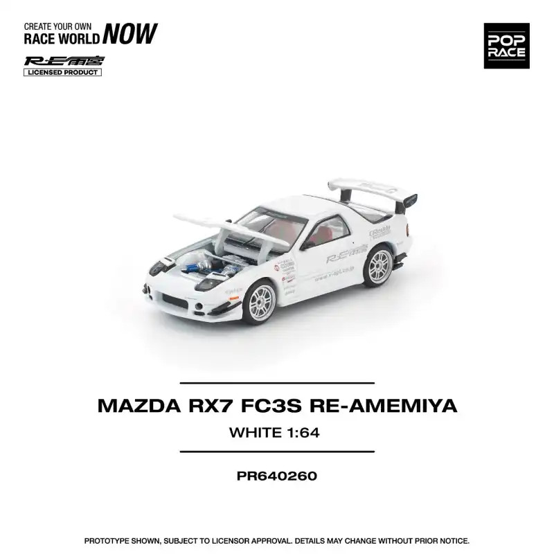 Poprace 1/64 Mazda RX7 RE FC3S Amemiya โลหะผสมโมเดลรถDiecastของเล่นของขวัญวันเกิด
