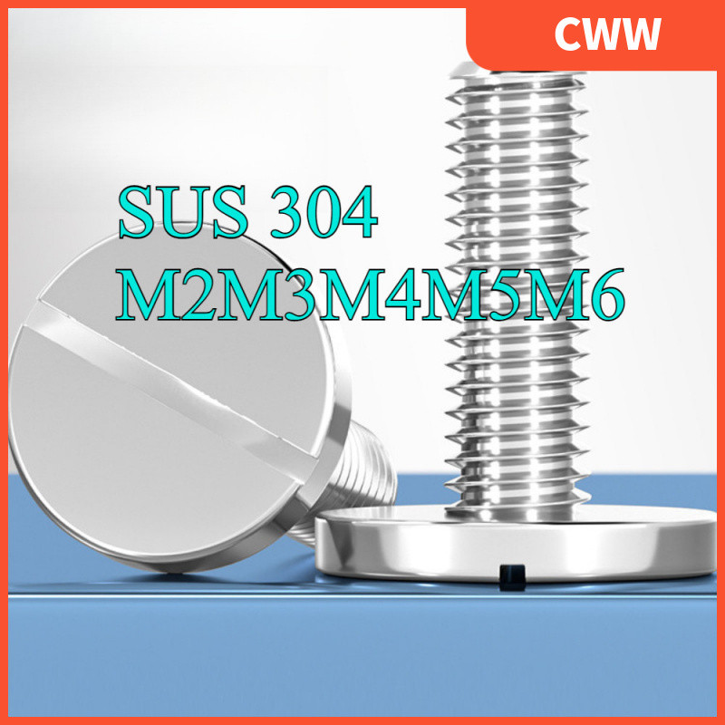 304 สแตนเลสหัวแบนหัวกลมขนาดใหญ่สกรูคําเดียว GB833 slotted หัวทรงกระบอก M2M3M4M5M6 CWW-KK-K