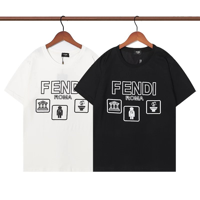 เสื้อยืดแขนสั้น Fendi Double Gauze แบบใหม่ ลายพิมพ์สวยงาม