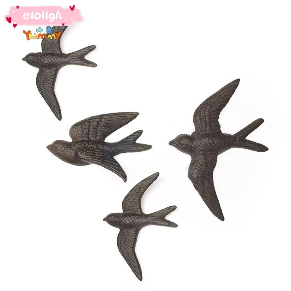 ELOGH Swallow Cast Iron เครื่องประดับ,สีดํา DIY Decor Cast Iron Swallow, Retro Cast Iron Swallow หัต