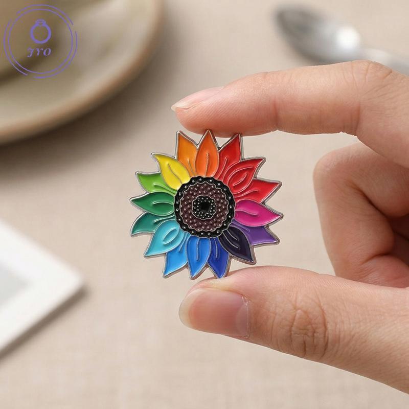 [JYO] Rainbow Sunflower Enamel Pin Collar Badge Bapa Clothing Accessories Fashion Jewelry For Party 