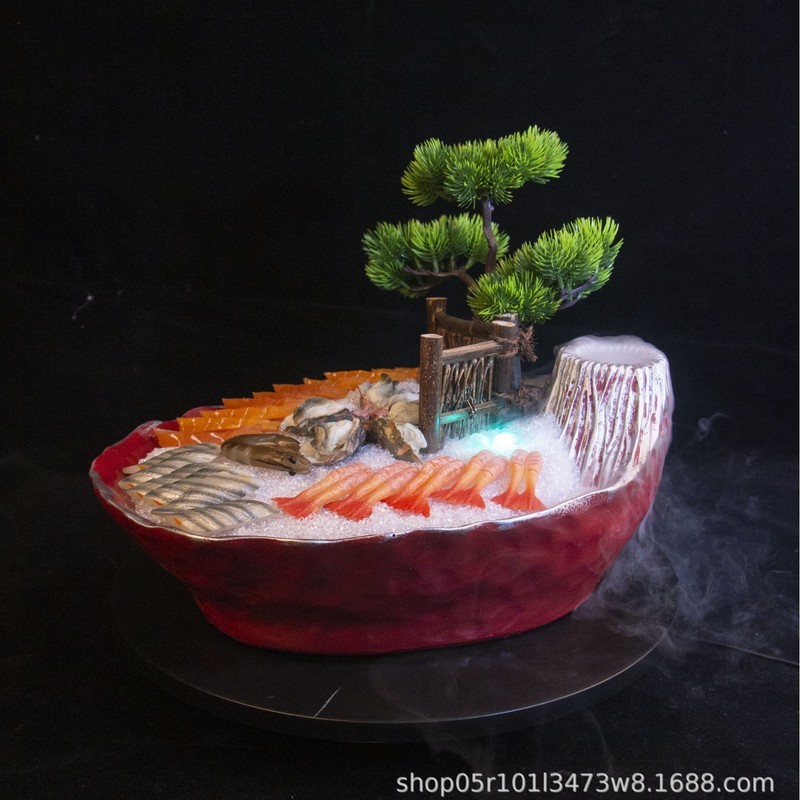Creative Sashimi Plate Commercial Seafood Salmon Large Plate Posture Plate Ice Plate Fat Beeffish Sp