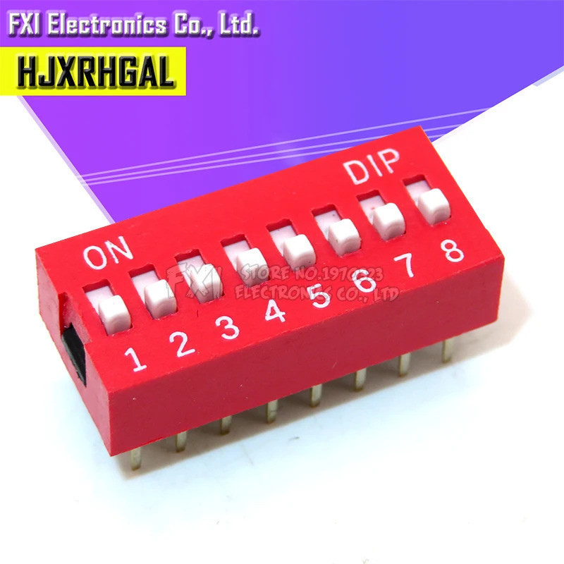 10PCS DIP Switch 8 Way 2.54mm Toggle Switch Red Snap Switch อิเล็กทรอนิกส์