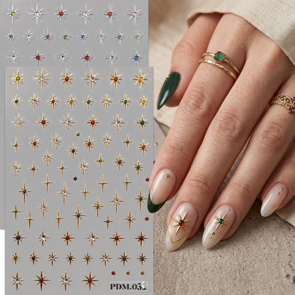 HAMA 5D นูนเล็บสติกเกอร์ Star Heart สตรอเบอร์รี่ Cherry Bows Luxury Self-Adhesive Textured เล็บ Decals DIY เกาหลีเล็บ PDM Series